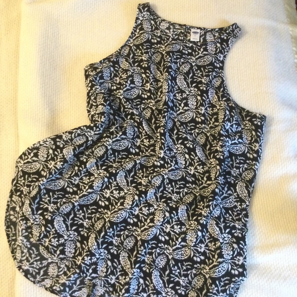 Black and White High Neck Rayon tank top